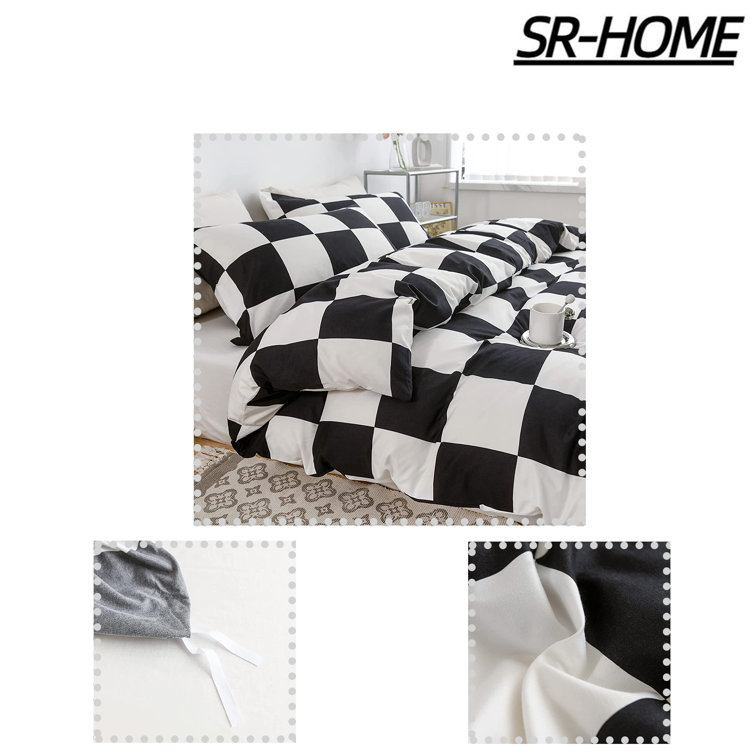SRHOME Microfiber Plaid Duvet Cover Set Wayfair Canada